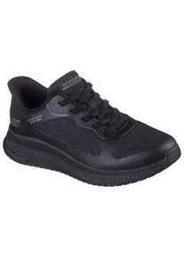 Slip-On Sneaker Skechers "BOBS SQUAD 4", Damen, Gr. 39, schwarz (schwarz uni), Mesh, Synthetik, unifarben, Schuhe, Slipper, Freizeitschuh, Halbschuh mit Memory Foam, Topseller