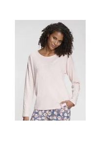 Pyjamaoberteil Vivance DREAMS, Damen, Gr. 36/38, rosa, Single Jersey, Obermaterial: 50% Baumwolle, 50% Viskose, unifarben, Basic, Basic, Rundhals, Shirts, mit kleinem Frontprint