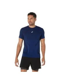 Laufshirt asics "ROAD SEAMLESS SS TOP", Herren, Gr. M, schwarz (midnight), Obermaterial: 65% Polyamid, 35% Polyester, normal, Rundhals, Shirts Laufshirt