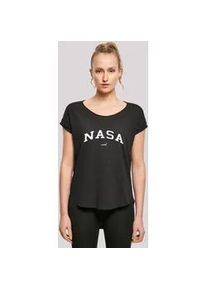 T-Shirt F4NT4STIC "Long Cut T-Shirt 'NASA Collegiate Logo'", Damen, Gr. XS, schwarz, Obermaterial: 100% Baumwolle, regular fit, Rundhals, ohne B&uuml;ndchen, Shirts T-Shirt, Damen,Premium Merch,Lang,Longshirt,Bedruckt