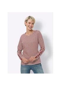T-Shirt Classic Basics "Streifenshirt", Damen, Gr. 38, kirsche, champagner, geringelt, 100% Baumwolle, gemustert, gestreift, mehrfarbig, Rundhals, Shirts T-Shirt