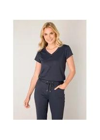 T-Shirt Base Level "Tilly", Damen, Gr. 38, blau (dunkelblau), Single Jersey, Obermaterial: 75% Polyamid, 25% Elasthan, unifarben, tailliert h&uuml;ftbedeckend, V-Ausschnitt, Shirts T-Shirt, mit V-Ausschnitt