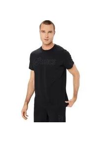 Laufshirt asics "asics LOGO SS TEE", Herren, Gr. S, grau (performance schwarz, graphite grau), Obermaterial: 60% Baumwolle, 40% Polyester, Shirts Laufshirt