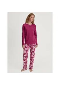 Schlafanzug Calida "Sweet Dreams", Damen, Gr. XL (52/54), pink (dahlia pink), Interlock, Obermaterial: 100% Baumwolle, bequem lang, Rundhals, Homewear-Sets Schlafanzug, lockere Passform, Rundhals, Interlock-Qualit&auml;t, Langarm, weich