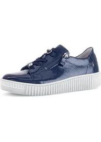 Plateausneaker Gabor, Damen, Gr. 40, blau (dunkelblau), Lackleder, gl&auml;nzend, Schuhe Plateausneaker, Freizeitschuh, Halbschuh, Schn&uuml;rer mit edlen Schmuck-Motiven