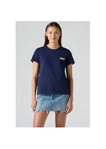 Levi's T-Shirt LEVI'S "THE PERFECT TEE", Damen, Gr. XL (42), blau, Single Jersey, Obermaterial: 100% Baumwolle, normal, Rundhals, abgesteppt, Shirts T-Shirt, mit Batwing-Logoprint