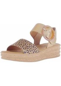 Keilsandalette Gabor "Gabor Sandalen Leder", Damen, Gr. 42, beige (beige, gold), Leder, Schuhe