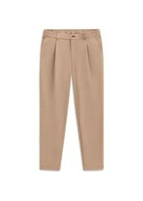 Bundfaltenhose Bugatti "Tapered Fit", Herren, Gr. 33, L&auml;nge 30, beige (30, beige), 88% Polyamid, 12% Elasthan, unifarben, gerade, unten schmal, Hosen, mit Flexcity Performance Stretch