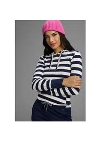 Kapuzenshirt Kangaroos, Damen, Gr. 36/38, navy, sanftes wei&szlig;, Rippware, Obermaterial: 100% Baumwolle, gestreift, figurbetont, Rippb&uuml;ndchen, Shirts Kapuzenshirt, mit Blockstreifen und doppelter Kordel