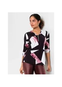 T-Shirt Inspirationen "Druck-Shirt", Damen, Gr. 38, bunt (schwarz, bordeaux, bedruckt), 95% Viskose, 5% Elasthan, gemustert, V-Ausschnitt, Shirts T-Shirt