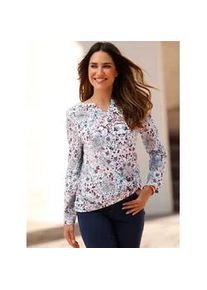 Langarmshirt CLASSIC BASICS "Langarm-Shirt", Damen, Gr. 56, blau (rauchblau, rosenquarz, bedruckt), 100% Baumwolle, gebl&uuml;mt, gemustert, mehrfarbig, Rundhals, Shirts Langarmshirt