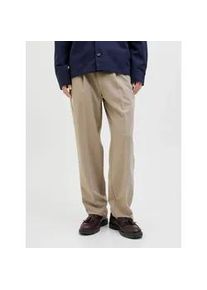 Jack & Jones Chinohose JACK & JONES "JPRCCKARL JJCAMERON PLEATED CHINO NOOS", Herren, Gr. 32, L&auml;nge 32, grau (plaza taupe), Web, Obermaterial: 76% Polyester, 17% Viskose, 7% Elasthan, unifarben, loose fit kn&ouml;chellang, Hosen Chinohose