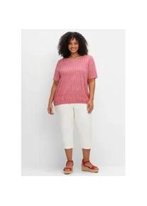 Kurzarmshirt sheego "Rundhalsshirt", Damen, Gr. 52/54, pink (magenta, gemustert), 50% Baumwolle, 50% Modal, gemustert, Rundhals, Shirts