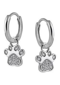 Paar Creolen Firetti "Schmuck Geschenk Silber 925 Ohrschmuck Ohrringe Hunde Pfoten", silberfarben, kristallwei&szlig;, kristallwei&szlig;, Ohrringe, Damen, 11,3mm, Silber 925 (Sterlingsilber), mit Zirkonia (synth.) - Einh&auml;nger abnehmbar