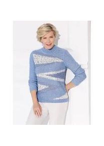 Classic Dog Stehkragenpullover CLASSIC "Stehkragen-Pullover", Damen, Gr. 52, eisblau, gemustert, 50% Polyester, 50% Polyacryl, gemustert, mehrfarbig, Pullover Stehkragenpullover