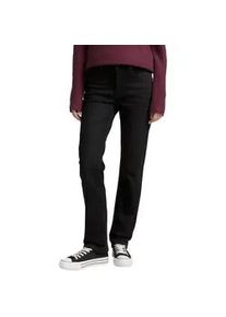 Straight-Jeans Tom Tailor "Style ELVA", Damen, Gr. 28, L&auml;nge 34, blau (schwarz denim), Denim/Jeans, Obermaterial: 92% Baumwolle, 6% Polyester, 2% Elasthan. Futter: 65% Baumwolle, 35% Polyester, unifarben, straight fit lang, Jeans Straight-Jeans, mit Stretch