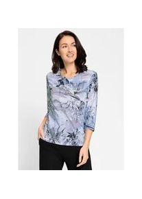 Classic Dog 3/4-Arm-Shirt CLASSIC "Shirt", Damen, Gr. 48, blau (eisblau, grau, bedruckt), 92% Polyester, 8% Elasthan, bedruckt, gemustert, mehrfarbig, Rundhals, Shirts 3/4-Arm-Shirt