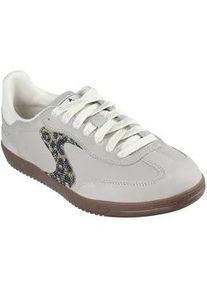 Sneaker Skechers "HOTSHOT-SHIMMERING SPOTS", Damen, Gr. 39, grau (taupe), Lederimitat, Veloursleder, Schuhe Sneaker, Retro Sneaker, Schn&uuml;rschuh mit glitzerndem Animal-Einsatz
