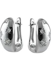 Paar Creolen Firetti "Schmuck Geschenk Silber 925 Ohrschmuck Ohrringe Sterne", silberfarben, kristallwei&szlig;, kristallwei&szlig;, Ohrringe, Damen, 14,1mm, Silber 925 (Sterlingsilber), mit Zirkonia (synth.)