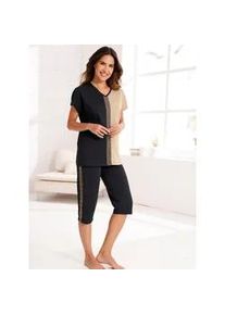 Schlafanzug, Damen, Gr. 36/38, schwarz, beige, 100% Baumwolle, Homewear-Sets Schlafanzug