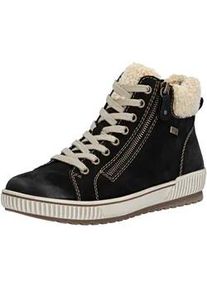 Winterboots Remonte, Damen, Gr. 37, schwarz (schwarz, beige), Leder, Textil, Fellimitat, Schuhe Winterboots, Schn&uuml;rboots, Stiefelette, Casual-Boots mit Tex-Ausstattung