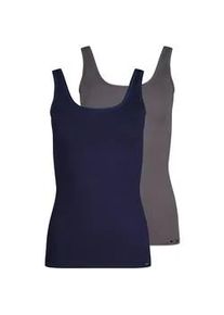 Unterhemd Skiny "Cotton Advantage", Damen, Gr. 36, N-Gr, blauvolcanic selection, Obermaterial: 94% Baumwolle, 6% Elasthan, unifarben, figurbetont, Rundhals, Unterhemden Unterhemd, bequem, weich, basic, eng, Baumwollmix