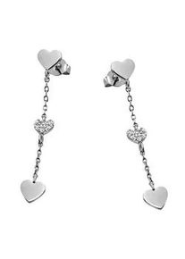 Paar Ohrstecker Firetti "Schmuck Geschenk Silber 925 Ohrschmuck Ohrringe Herzen", silberfarben, kristallwei&szlig;, kristallwei&szlig;, Ohrringe, Damen, Silber 925 (Sterlingsilber), mit Zirkonia (synth.)