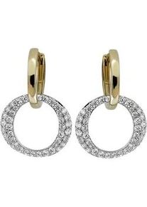 Paar Creolen Firetti "Schmuck Geschenk Silber 925 Ohrschmuck Ohrringe Bicolor", gelbgoldfarben, silberfarben, kristallwei&szlig;, kristallwei&szlig;, Ohrringe, Damen, 13,9mm, Silber 925 (Sterlingsilber), mit Zirkonia (synth.)