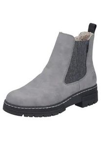 Chelseaboots Rieker, Damen, Gr. 41, grau, Elastischer Einsatz, Lederimitat, Basic, Schuhe Chelseaboots, Winterstiefelette, Winterboots, Blockabsatz, mit Stretcheinsatz, Topseller