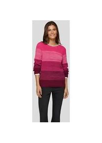 Strickpullover Rabe, Damen, Gr. 48, rosa (malve), Strick, Obermaterial: 50% Baumwolle, 50% Polyacryl, colorblocking, geringelt, normal h&uuml;ftbedeckend, Rundhals, Pullover Strickpullover, mit Colorblocking
