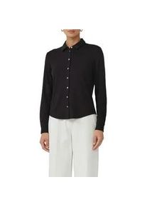 Hemdbluse s.Oliver BLACK LABEL, Damen, Gr. 34, schwarz, Jersey, Obermaterial: 94% Viskose, 6% Elasthan, unifarben, regular fit taillenbedeckt, Manschette, Blusen Hemdbluse, mit Perlmuttkn&ouml;pfen