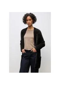 Strickjacke Street One, Damen, Gr. 42, schwarzest braun, Stoff, 78% Polyamid, 12% Polyacryl, 10% Baumwolle, unifarben, normal lang, ohne Ausschnitt, Rollsaum, Strickjacken Strickjacke, mit aufgen&auml;hten Taschen