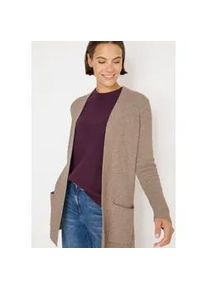Cardigan Cecil, Damen, Gr. L (42), toffee cream melange, Strick, Obermaterial: 37% Baumwolle, 34% Polyacryl, 26% Polyester, 3% Elasthan, unifarben, l&auml;ssig geschnitten ca. Mitte Oberschenkel, Rundhals, B&uuml;ndchen, Strickjacken, offen und langarm