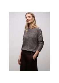 Strickpullover Street One, Damen, Gr. 44, rustic braun meliert, Strick, Obermaterial: 51% Polyester, 45% Viskose, 4% Elasthan, unifarben, bequem h&uuml;ftbedeckend, Rundhals, B&uuml;ndchen, Pullover Strickpullover, Knopfdetail an den Schultern und im Melange-Look