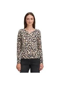 BETTY & CO Kurzarmshirt BETTY & CO "Damen mit Gummizug", Damen, Gr. M, beige, schwarz, Obermaterial: 50% Baumwolle, 50% Modal, loose fit normal, Rundhals, Shirts