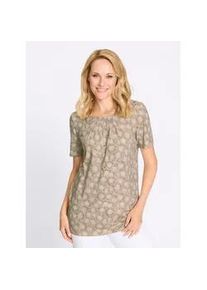 Longshirt Classic Basics "Kurzarm-Shirt", Damen, Gr. 50, sand, taupe, bedruckt, 100% Baumwolle, gemustert, mehrfarbig, Rundhals, Shirts Longshirt