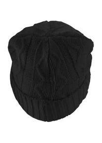 Beanie MSTRDS "MSTRDS Unisex Beanie Cable Flap", Damen, Gr. onesize, schwarz, Kunstfaser, M&uuml;tzen Beanie
