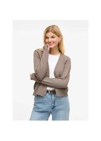 Cardigan Vila "VIRIL SHORT L/S KNIT CARDIGAN-NOOS", Damen, Gr. XS, falcon detail:melange, Feinstrick, Obermaterial: 50% Viskose, 27% Nylon, 23% Polyester, meliert, regular fit kurz, V-Ausschnitt, Rippstrickb&uuml;ndchen, Strickjacken