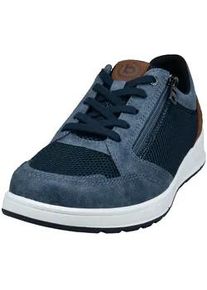 Sneaker Bugatti, Herren, Gr. 47, blau, Lederimitat, Textil, Schuhe Sneaker, Freizeitschuh, Halbschuh, Schn&uuml;rer mit Kontrastbesatz an der Ferse