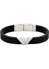 Armband Emporio Armani "Schmuck Geschenk Edelstahl Silikon Armschmuck", schwarz (edelstahlfarben, schwarz), Armb&auml;nder, Damen, 19,5cm, Edelstahl Silikon, Edelstahl, Silikon, Armband