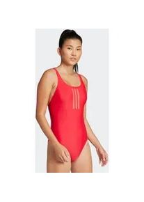 Badeanzug Adidas PERFORMANCE "3-STREIFEN V-BACK", Damen, Gr. 46, N-Gr, pure ruby, lucid rot, Obermaterial: 78% Polyamid, 22% Elasthan, Badeanz&uuml;ge Badeanzug, sportlicher Schnitt, stretchiges, chlorresistentes Material