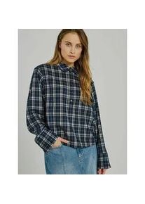 Blusentop NORR "NORR Shirt Sylvana", Damen, Gr. 36, navy check, Obermaterial: 75% Polyester, 23% Baumwolle, 2% Elasthan, Blusen Blusentop