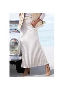 Strickrock Lascana, Damen, Gr. 42, beige (beige melange), Strick, Obermaterial: 100% Polyacryl, unifarben, figurumspielend kn&ouml;chellang, R&ouml;cke, in Plisseeoptik, eleganter Maxirock aus Strukturstrick