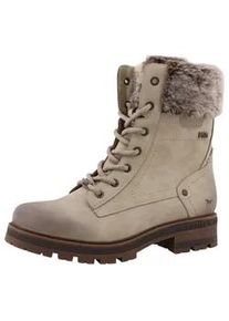 Winterstiefelette Mustang SHOES "Darleen", Damen, Gr. 37, beige, Lederimitat, Textil, used, Schuhe Winterstiefelette, Winterboots mit Fellimitatkragen