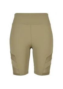 Stoffhose Urban Classics "Urban Classics Damen Ladies High Waist Tech Mesh Cycle Shorts", Damen, Gr. S, US-Gr&ouml;&szlig;en, khaki, 80% Polyimid, 20% Elasthan, unifarben, skinny fit, Hosen Stoffhose