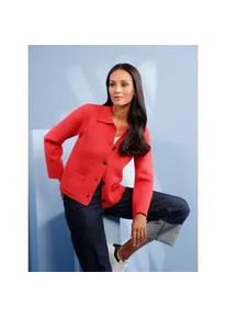 Strickjacke Heine, Damen, Gr. 36, erdbeere, 36% Viskose, 28% Polyacryl, 18% Polyester, 18% Polyamid, unifarben, Strickjacken Strickjacke