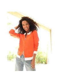 Strickjacke Heine, Damen, Gr. 40, orange, ecru, 100% Baumwolle, gemustert, mehrfarbig, unifarben, Strickjacken Strickjacke