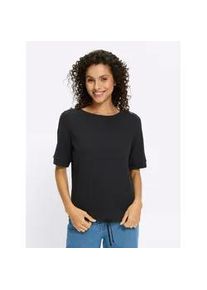 Rundhalsshirt Heine "Shirt", Damen, Gr. 46, schwarz, 50% Baumwolle, 50% Polyester, unifarben, Rundhals, Shirts Rundhalsshirt