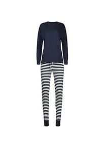 Pyjama Skiny "Night In Mix & Match", Damen, Gr. 36, navy blazer, Single Jersey, Obermaterial: 95% Baumwolle, 5% Elasthan, unifarben, bequem lang, Rundhals, Homewear-Sets Pyjama, mit Rundhalsausschnitt, lang&auml;rmelig, breiter Bund