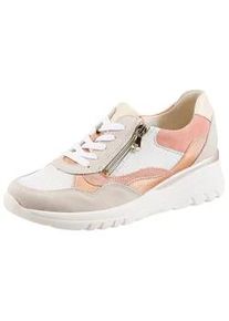 Waldl&auml;ufer Keilsneaker WALDL&Auml;UFER "H-CARLA", Damen, Gr. 4,5 (37,5), hellbeige, melone, wei&szlig;, Nappaleder, Nubukleder, Veloursleder, mehrfarbig, Schuhe, Schn&uuml;rschuh, Halbschuh, Freizeitschuh mit Rei&szlig;verschluss